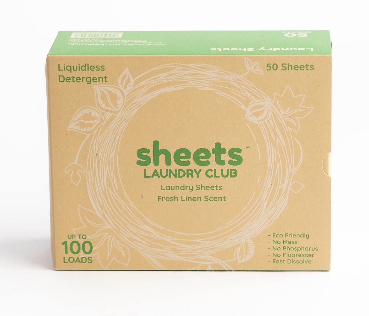50 Laundry Sheets (Up to 100 Loads - $0.15 each) | Fresh Linen Scent | Sheets Laundry Club