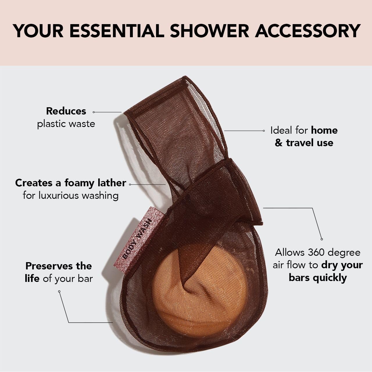 Shampoo & Body Bar Soap Saver Bag by Kitsch | Sustainable Bathroom