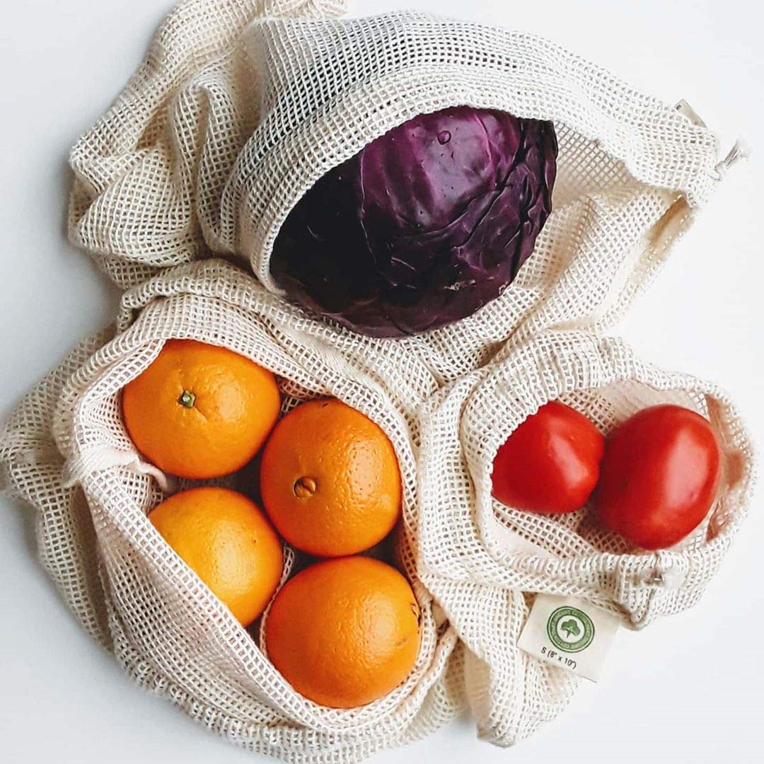 Reusable Mesh Produce Bags - 100% Organic Cotton Reusable Net Vegetable Bags | Organic Cotton Mart