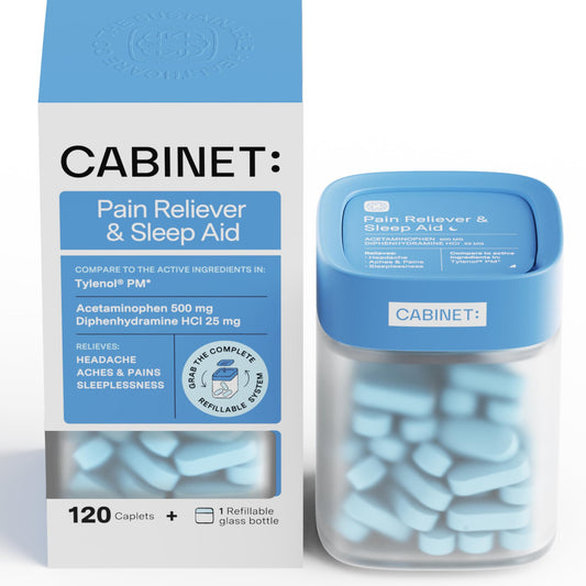 Cabinet Nighttime Pain Reliever and Sleep Aid