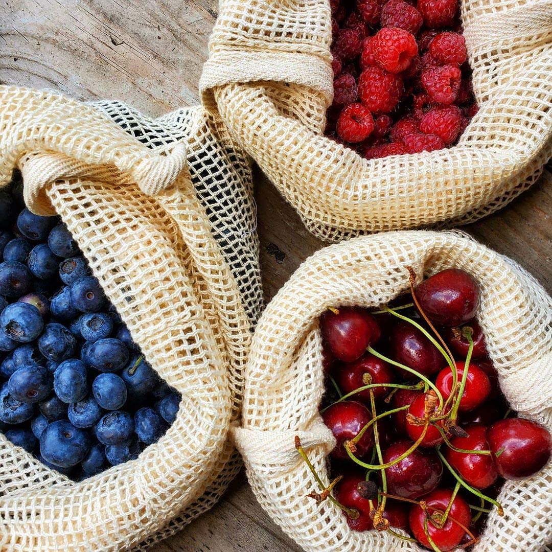 Reusable Mesh Produce Bags - 100% Organic Cotton Reusable Net Vegetable Bags | Organic Cotton Mart