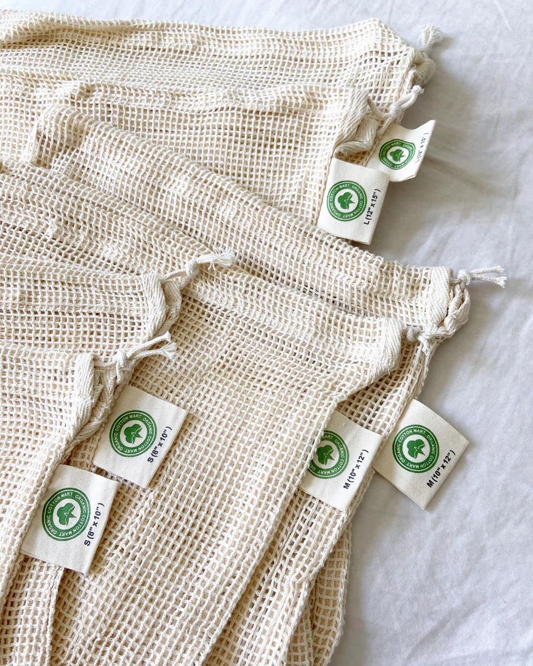 Reusable Mesh Produce Bags - 100% Organic Cotton Reusable Net Vegetable Bags | Organic Cotton Mart