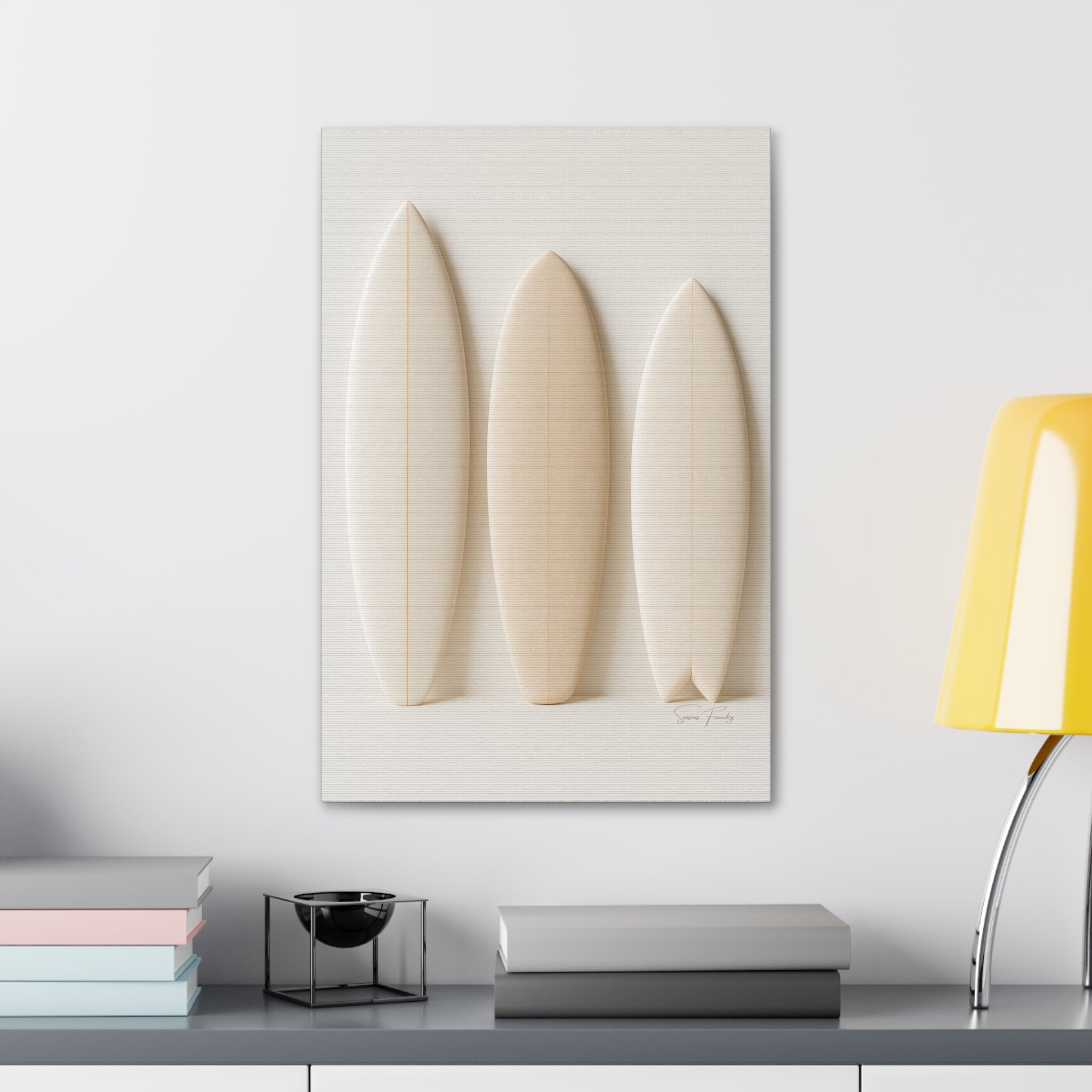 Surfboard Trio – Minimalist Coastal Canvas