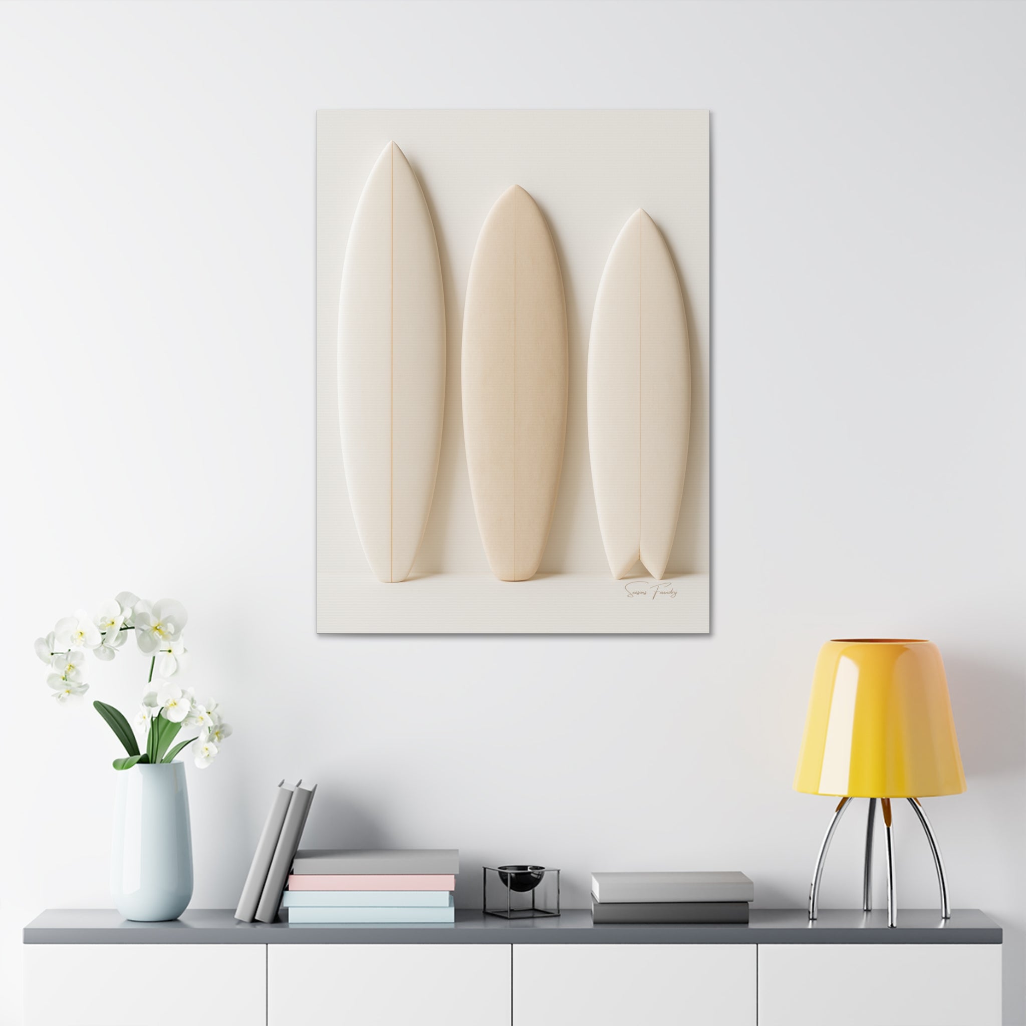 Surfboard Trio – Minimalist Coastal Canvas