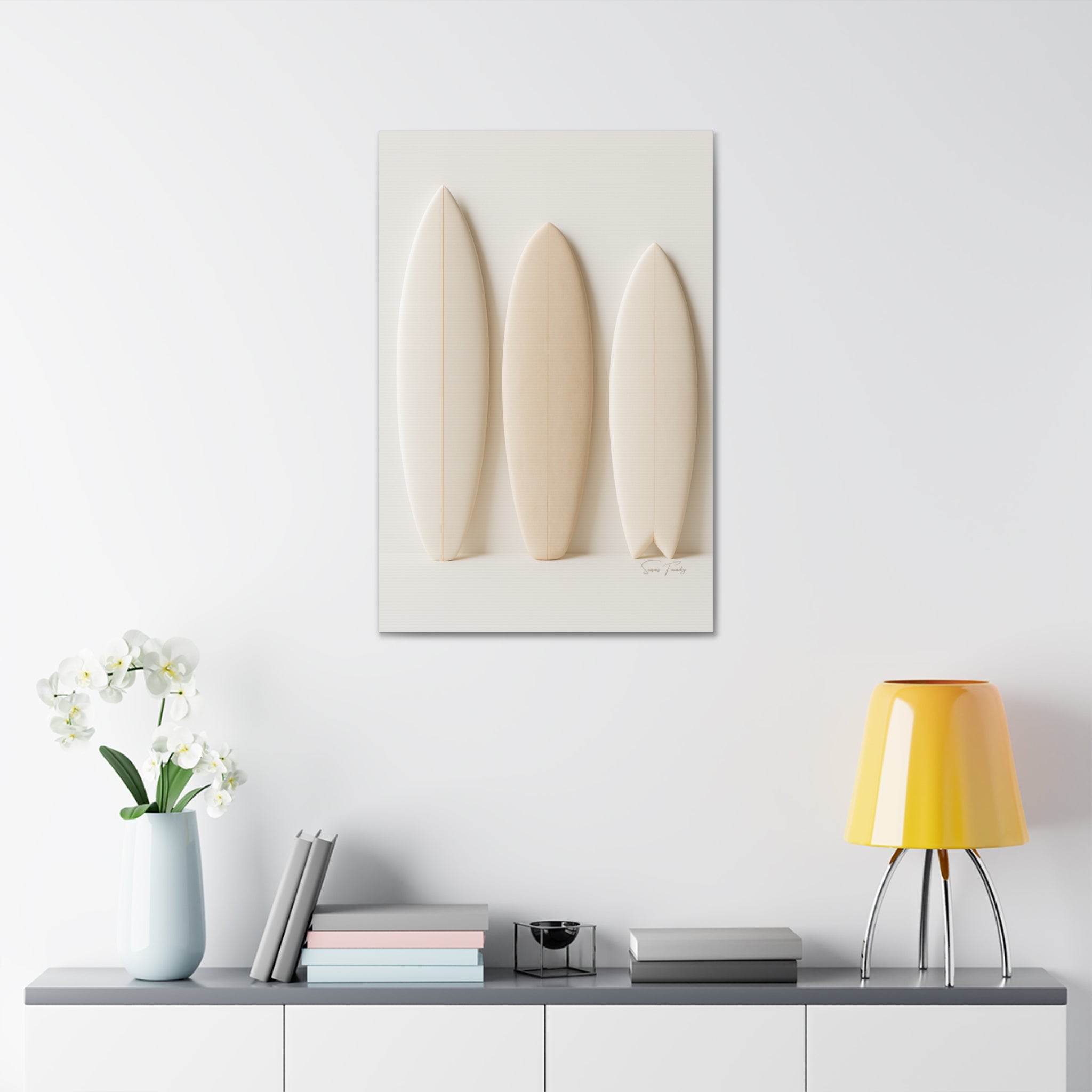 Surfboard Trio – Minimalist Coastal Canvas
