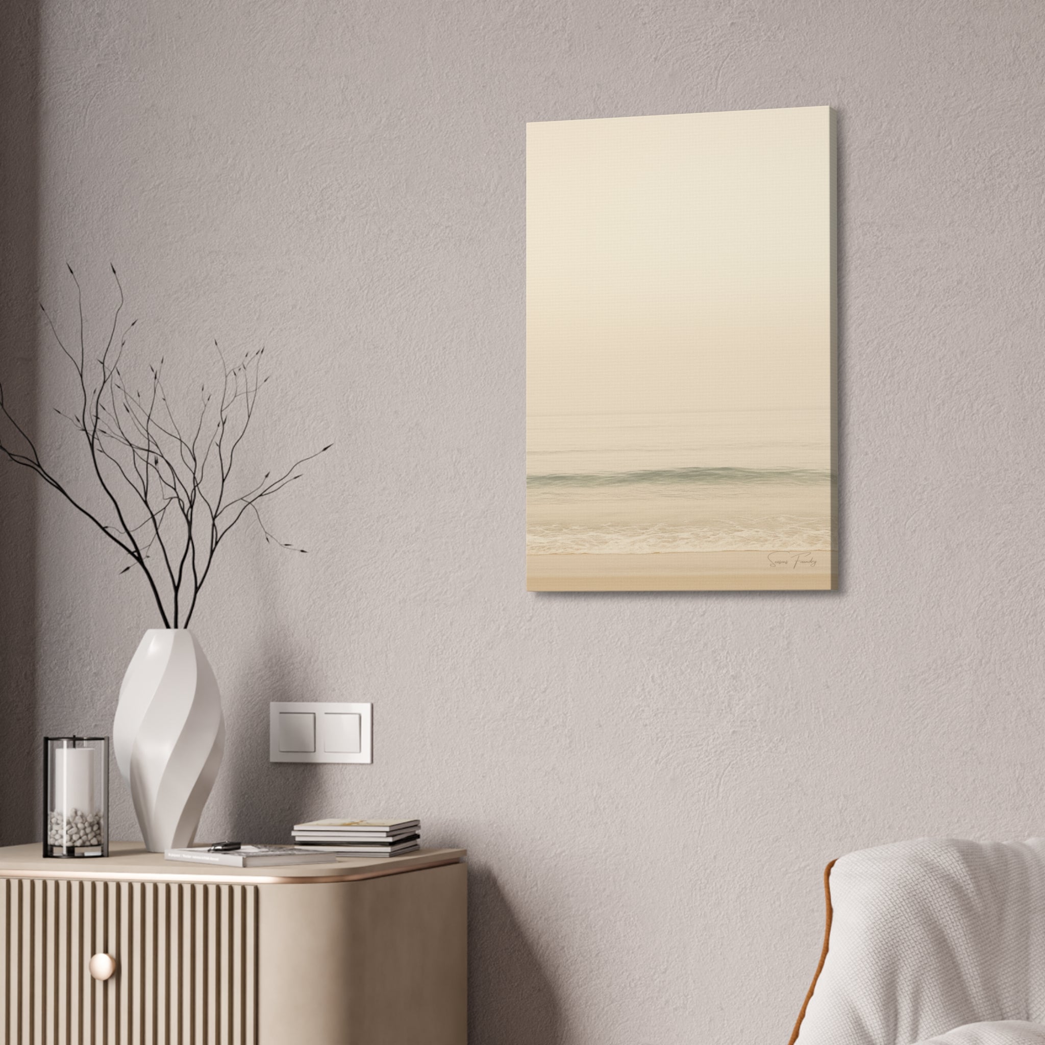 Soft Horizon – Minimalist Coastal Canvas (1.5" Depth)