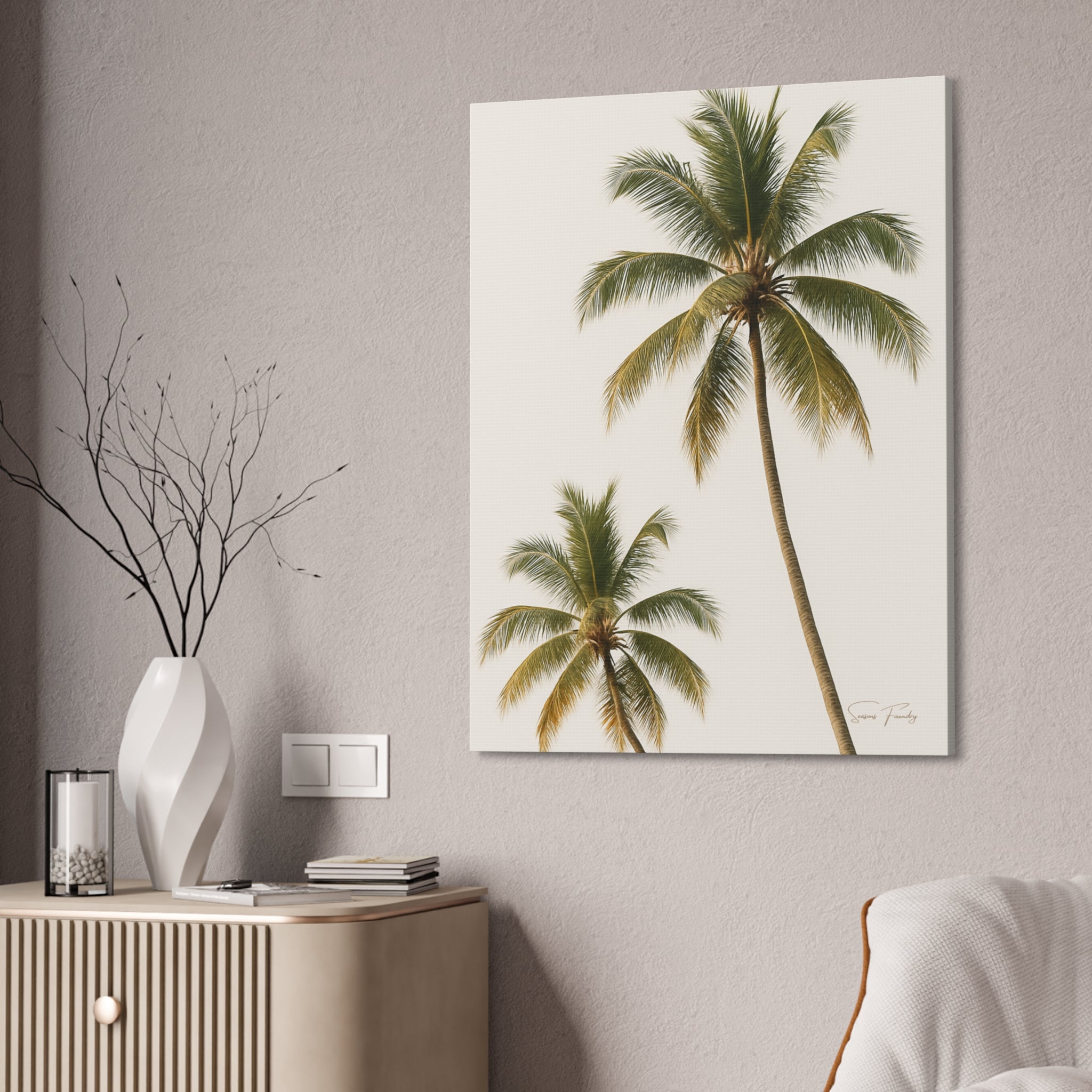 Twin Palms Coastal Canvas — Minimalist Coastal Canvas