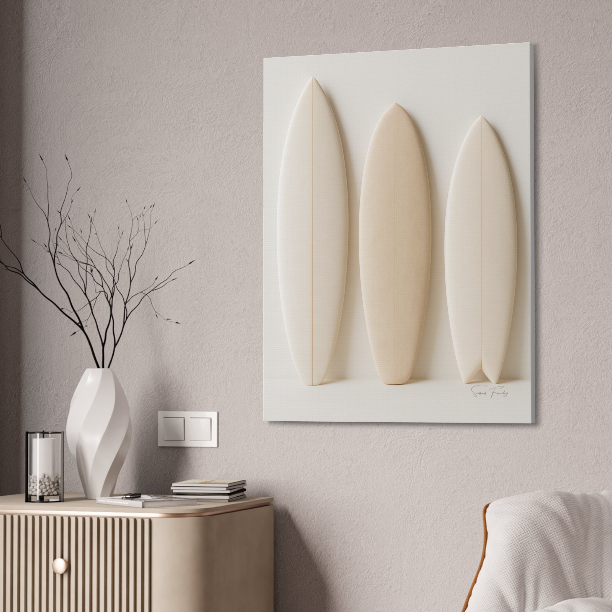 Surfboard Trio – Minimalist Coastal Canvas