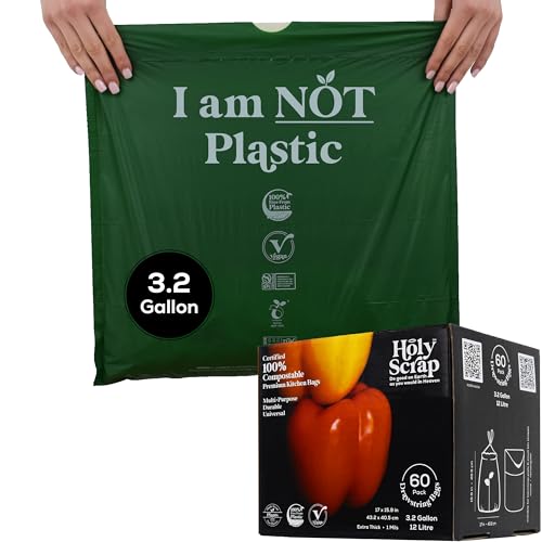 HOLY SCRAP! 100% Compostable Trash Bags 3.2 Gallon - 60 Pack