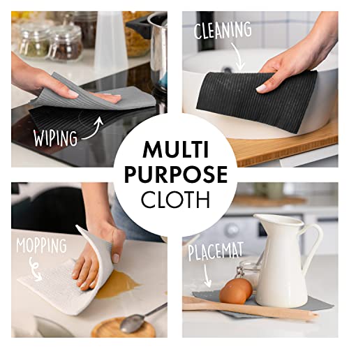 Swedish Dishcloths for Kitchen Grey 10 Pack Reusable & Compostable