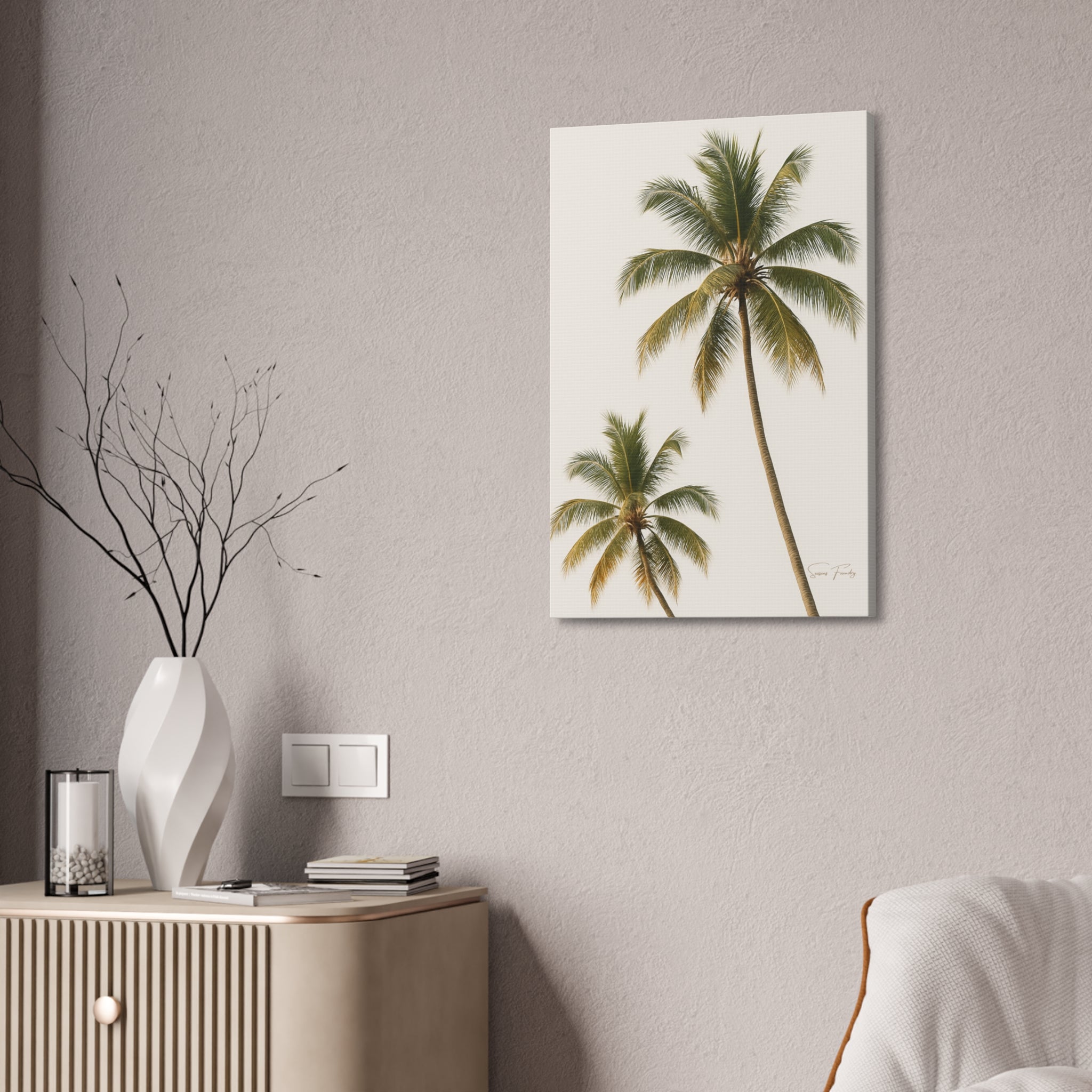 Twin Palms Coastal Canvas — Minimalist Coastal Canvas