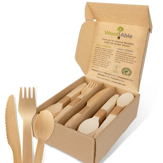 Disposable & Backyard Compostable Wooden Cutlery Mix
