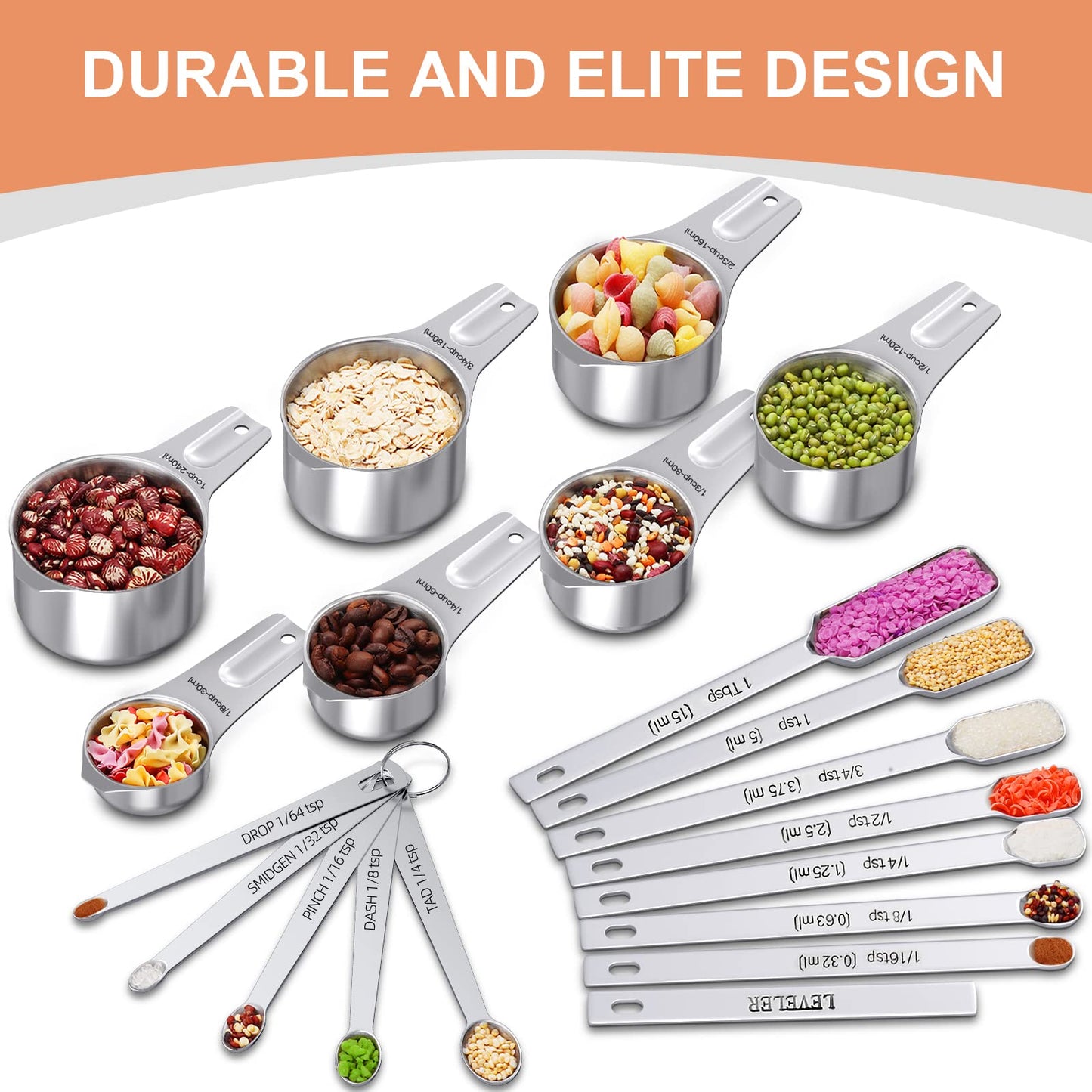 Stainless Steel Measuring Cups and Spoons Set of 20