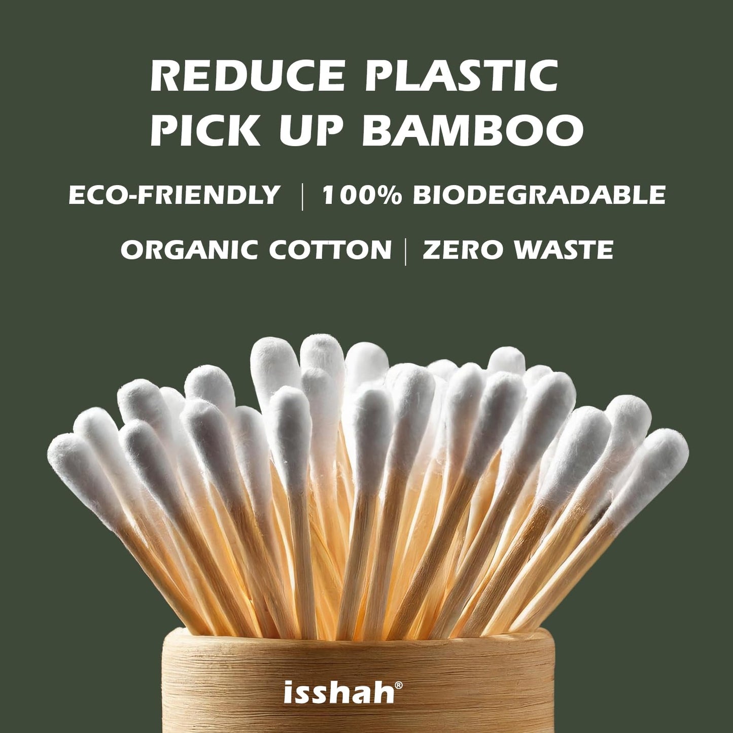 Bamboo Cotton Swabs - 500 Count -