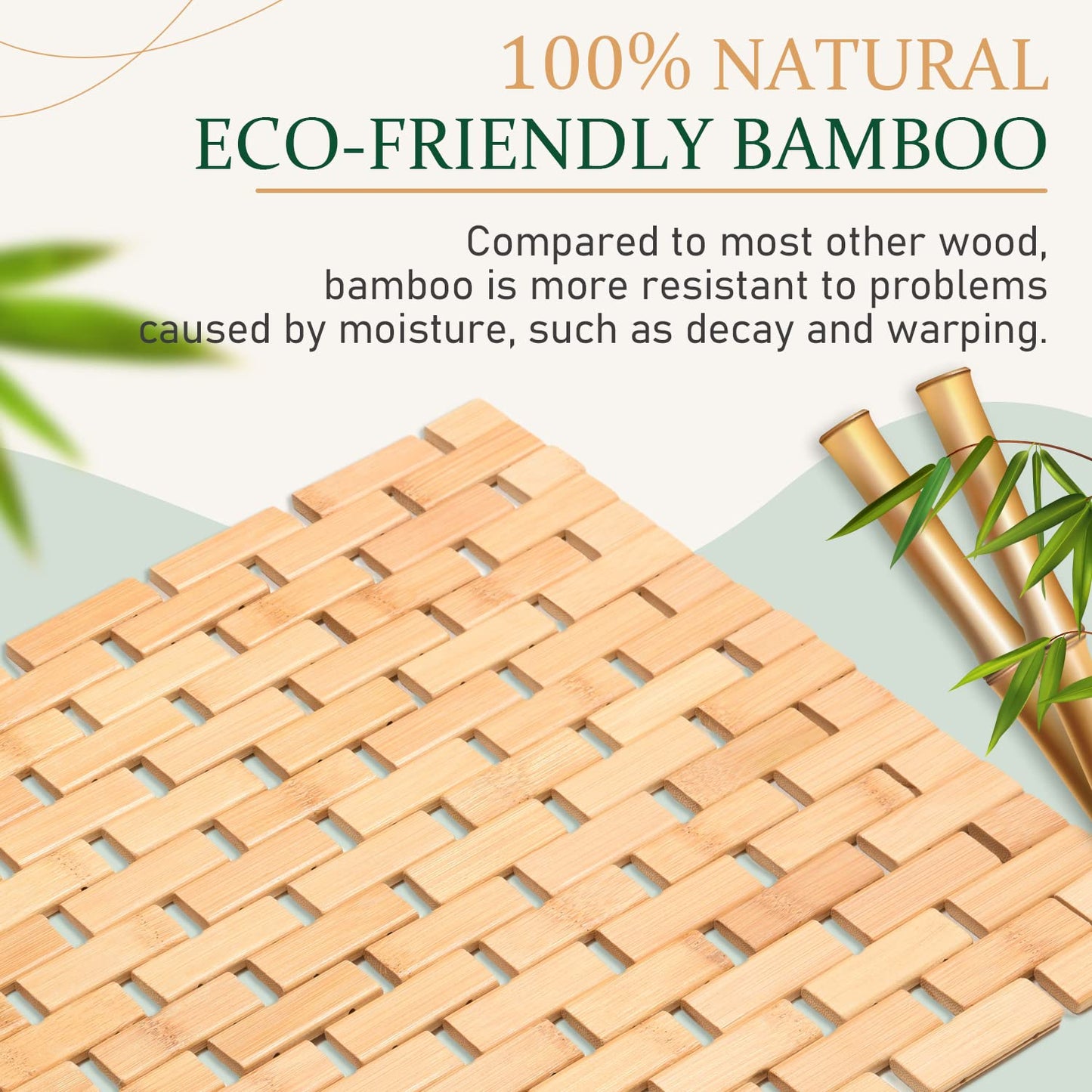 Bamboo Bath Mat for Bathroom | Sustainable Bathroom