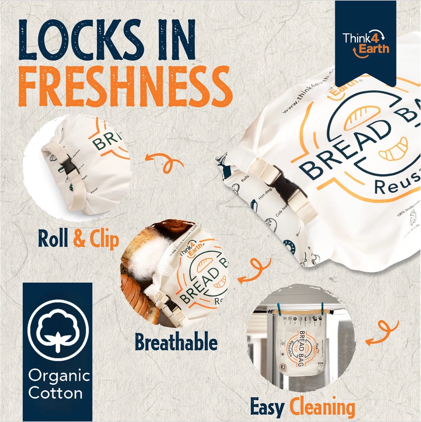 Cotton Linen Bread Bag Organic | Sustainable Kitchen