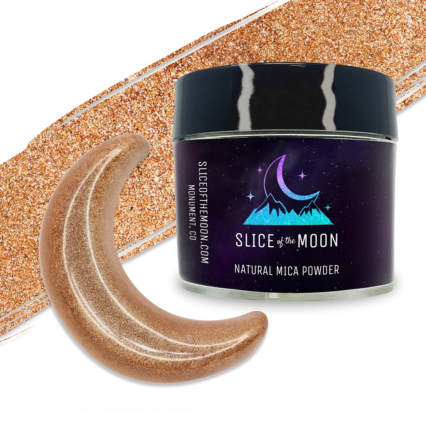 Slice of the Moon | Flashing Bronze Natural Mineral Mica Powder, 0.88oz (25g) | for Personal or Professional Use - Cosmetics, Epoxy Resin Projects, Nail Polish, Soaps, Bath Bombs, and Art Projects