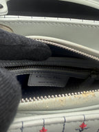 Pre-Owned | 2015 Christian Dior Medium Lady Dior Embroidered Flower Bag. Pale Blue-Gray
