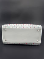 Pre-Owned | 2015 Christian Dior Medium Lady Dior Embroidered Flower Bag. Pale Blue-Gray